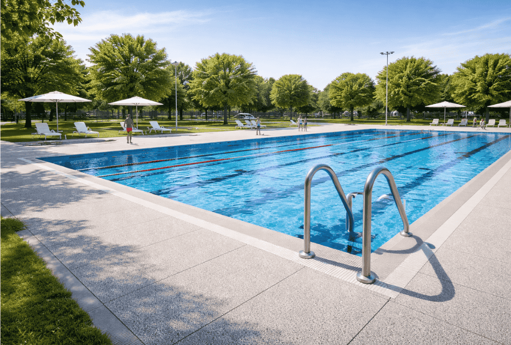 Revestimiento antideslizante para piscinas públicas