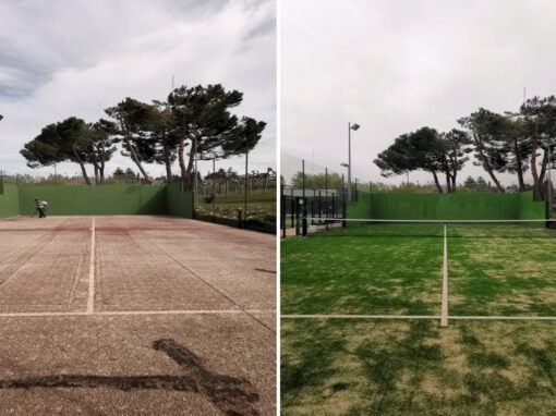 Cambio de césped de pista de tenis en Majadahonda