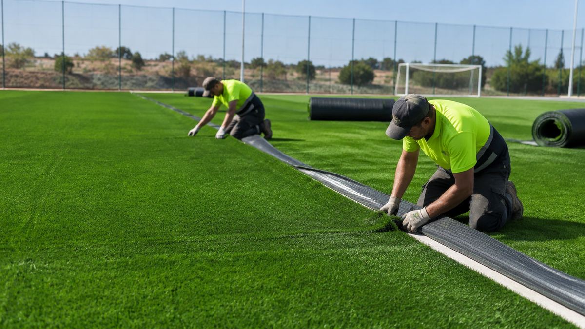 Instalaci&oacute;n de c&eacute;sped artificial en campos de f&uacute;tbol