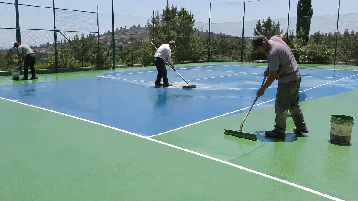 construccion de pista de tenis de resina